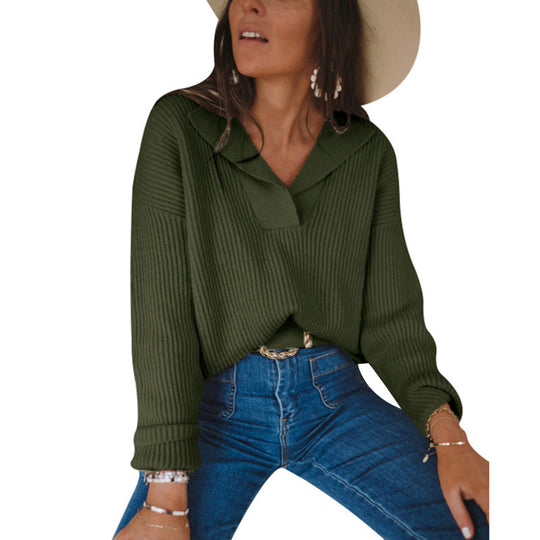 Damen lässiger Strickpullover mit asymmetrischem Ausschnitt und strukturierter Textur R&B