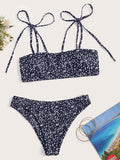 Damen Bandeau-Bikini mit verspielten Bindändern