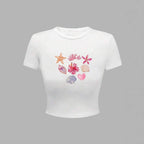 Damen Crop-T-Shirt mit maritimen Aufdrucken R&B