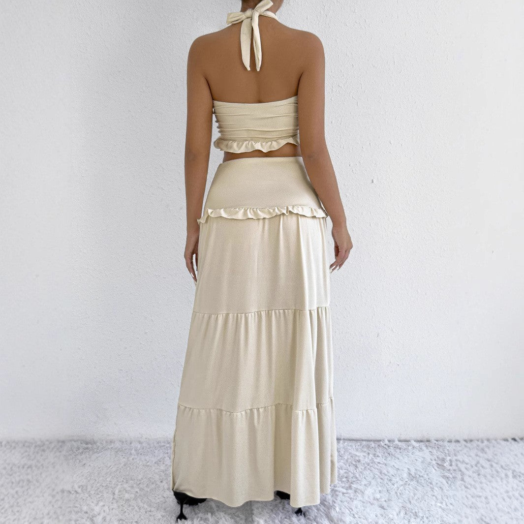 Damen Maxi-Rock mit croptop Design und Rüschendetails R&B