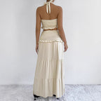 Damen Maxi-Rock mit croptop Design und Rüschendetails