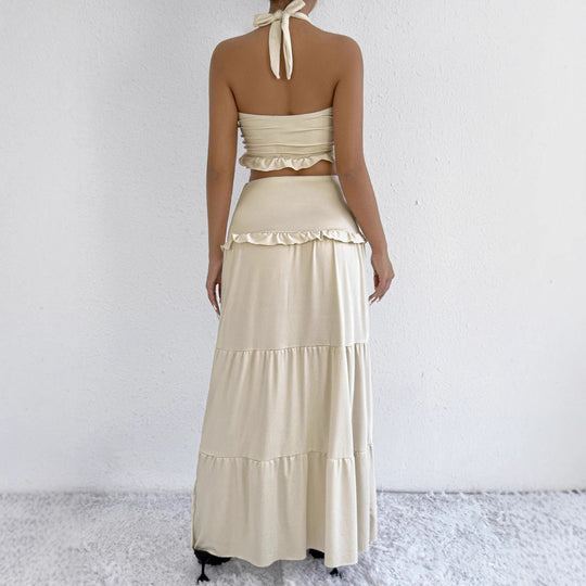 Damen Maxi-Rock mit croptop Design und Rüschendetails R&B