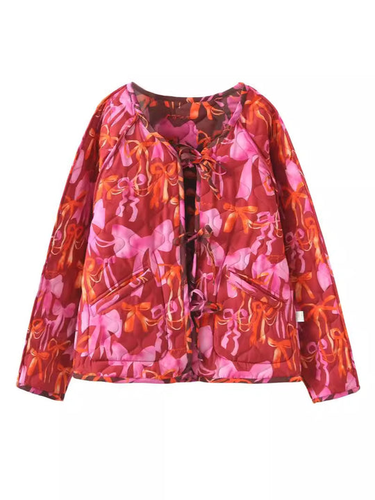 Damen Steppjacke mit verspieltem Schleifenmuster R&B