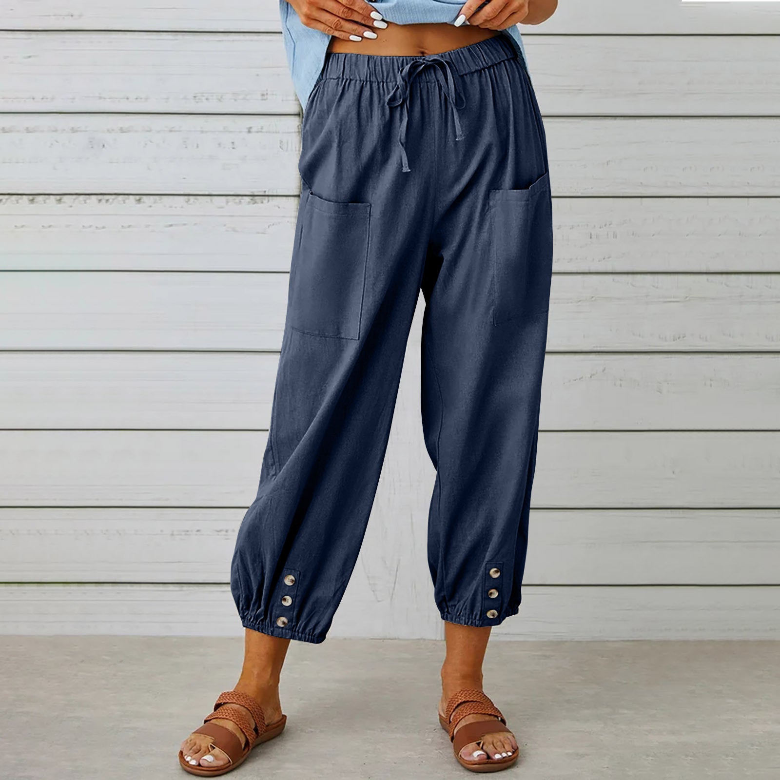 Damen Freizeithose mit elastischem Bund und praktischen Taschen R&B