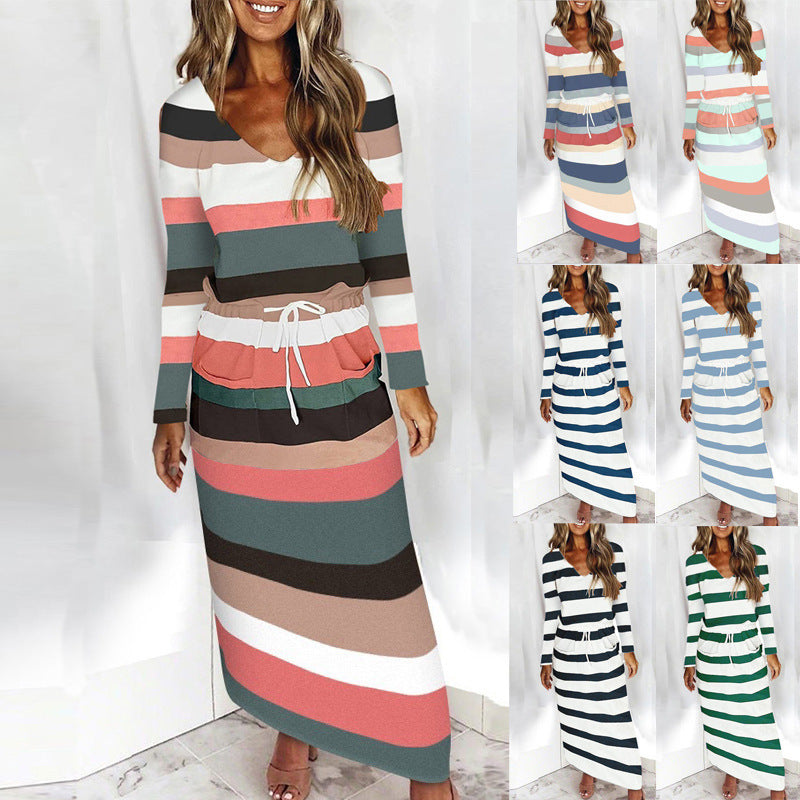 Damen Lässiges Strandkleid mit V-Ausschnitt und praktischen Taschen R&B