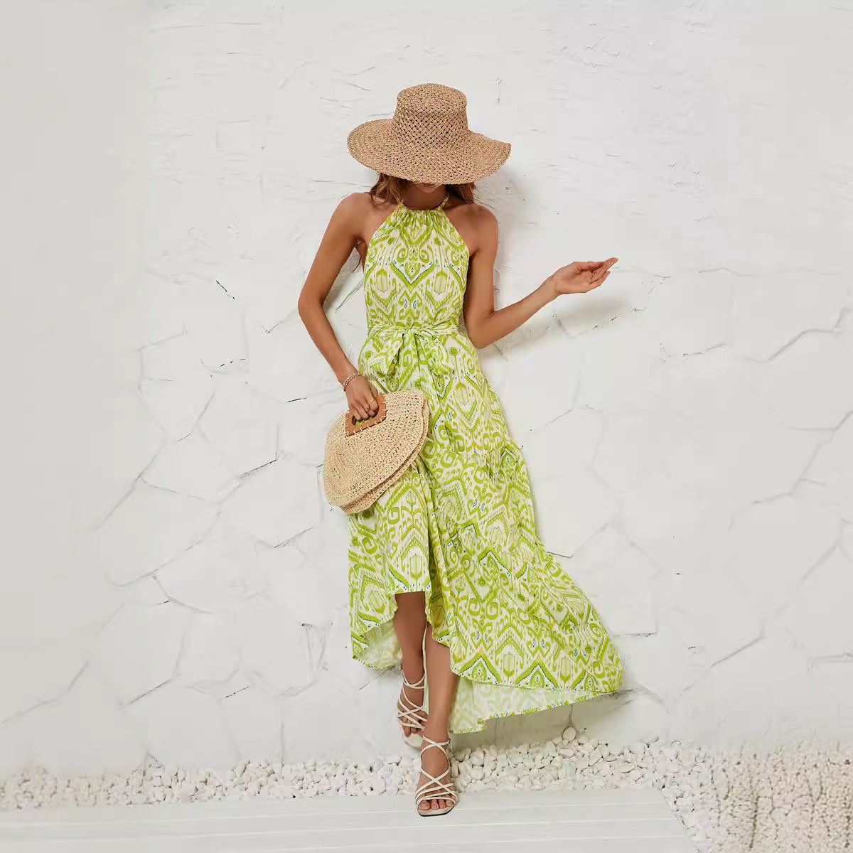 Damen Maxikleid mit schickem Wickeldesign und modernem Ethno-Muster R&B