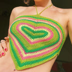 Damen gehäkeltes Cropped Oberteil im Herzen-Design R&B