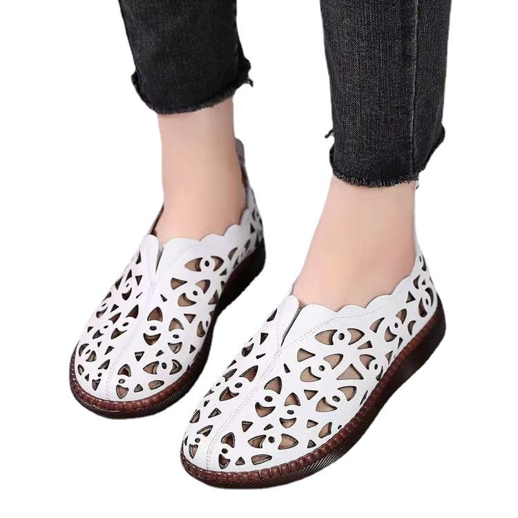 Damen luftige Mokassins mit elegantem Cut-Out-Design und rutschfester Sohle R&B
