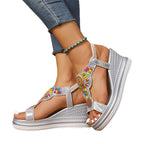 Damen Wedge-Sandalen mit bunten Perlen-Detail und rutschfester Sohle R&B