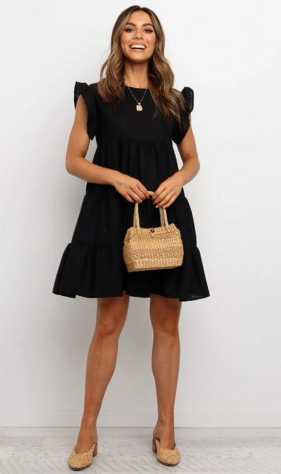 Damen Lässiges Kleid mit Rüschendetails und taillierter Silhouette R&B