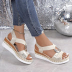 Damen Komfortable Plateau-Sandalen mit modischem Schmuckdetail R&B