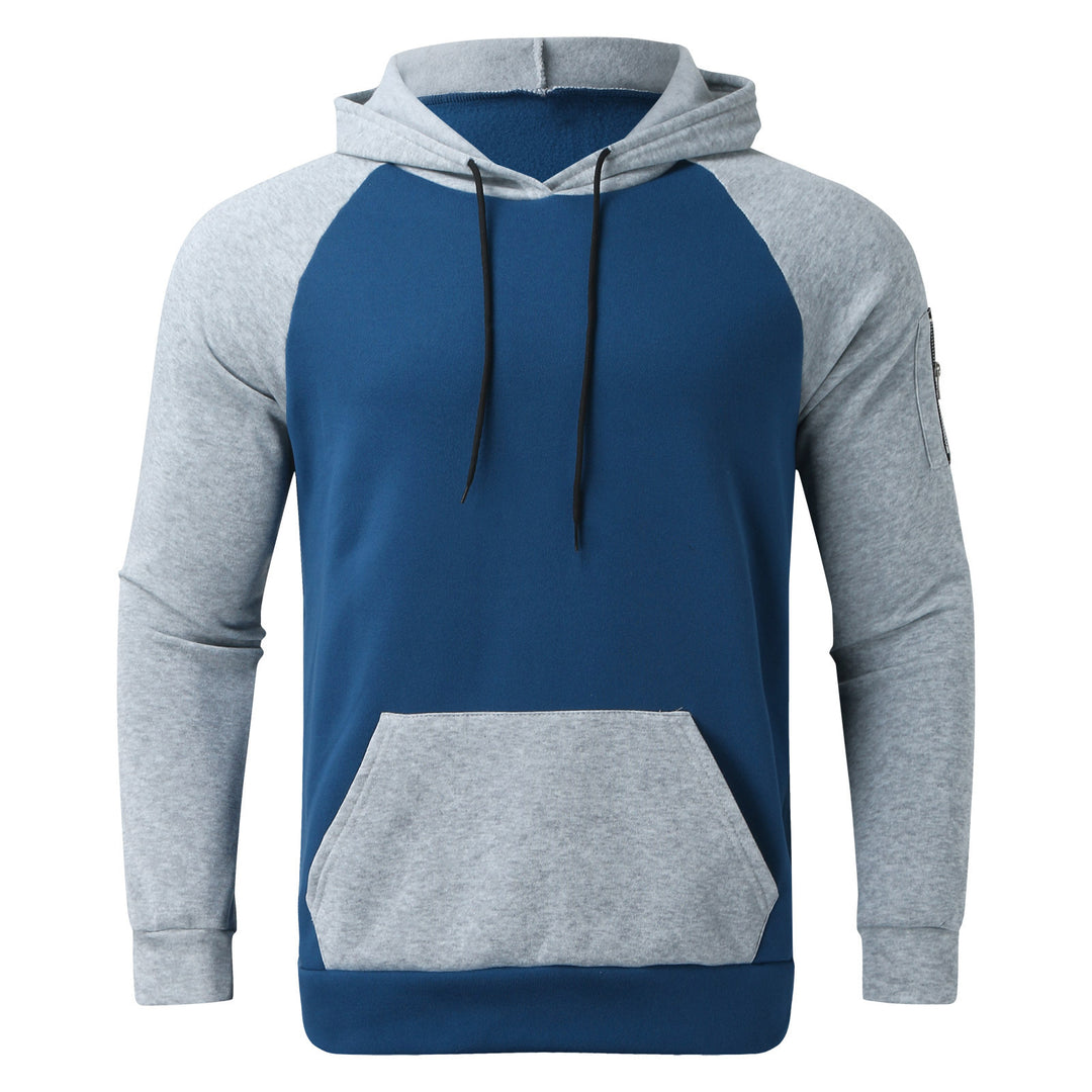Herren nan Raglan-Kapuzenpullover aus Baumwollmix mit Kängurutasche, Ärmeltasche und Kapuzenkordel R&B
