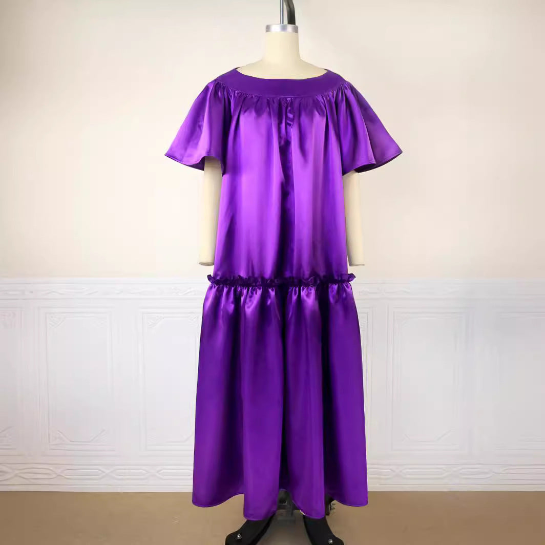 Damen Fließendes Maxikleid mit voluminösen Ärmeln R&B