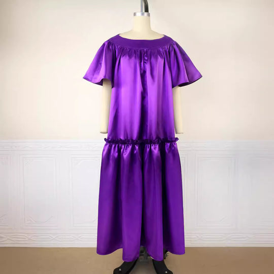 Damen Fließendes Maxikleid mit voluminösen Ärmeln R&B