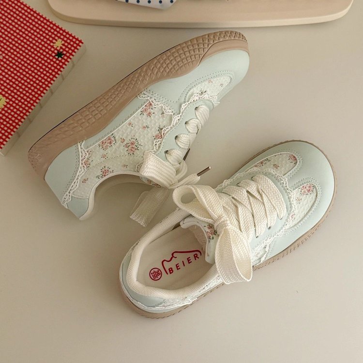 Damen Modische Sneaker mit floralen Akzenten und luxuriösem Spitzen-Design R&B