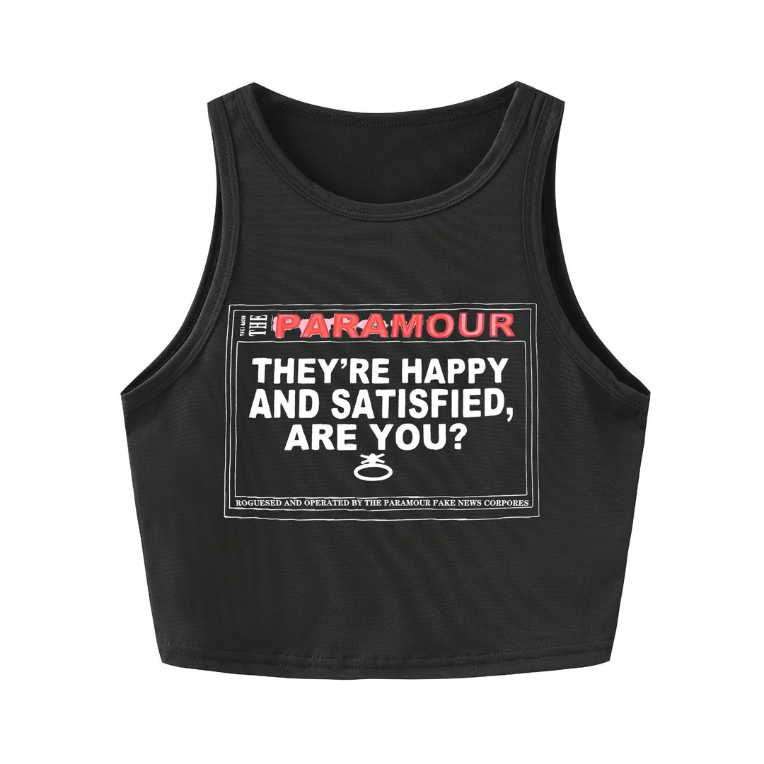 Damen Crop-Top mit kreativem Schriftzug und lässigem Schnitt R&B