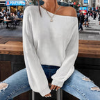 Damen lässiger Pullover mit asymmetrischem Schnitt und überschnittenen Schultern R&B