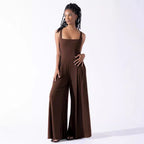 Damen Jumpsuit mit weit geschnittenem Bein und tiefem Rückenausschnitt R&B
