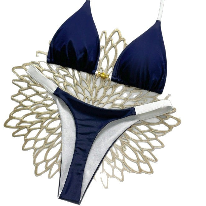 Damen Triangel-Bikini mit modischen Kontrastdetails R&B