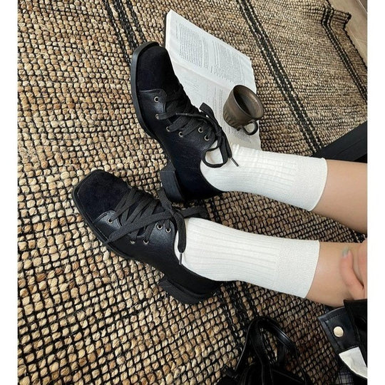 Damen elegante Schnürschuhe mit leichtem Blockabsatz und hochwertiger Lederverarbeitung R&B