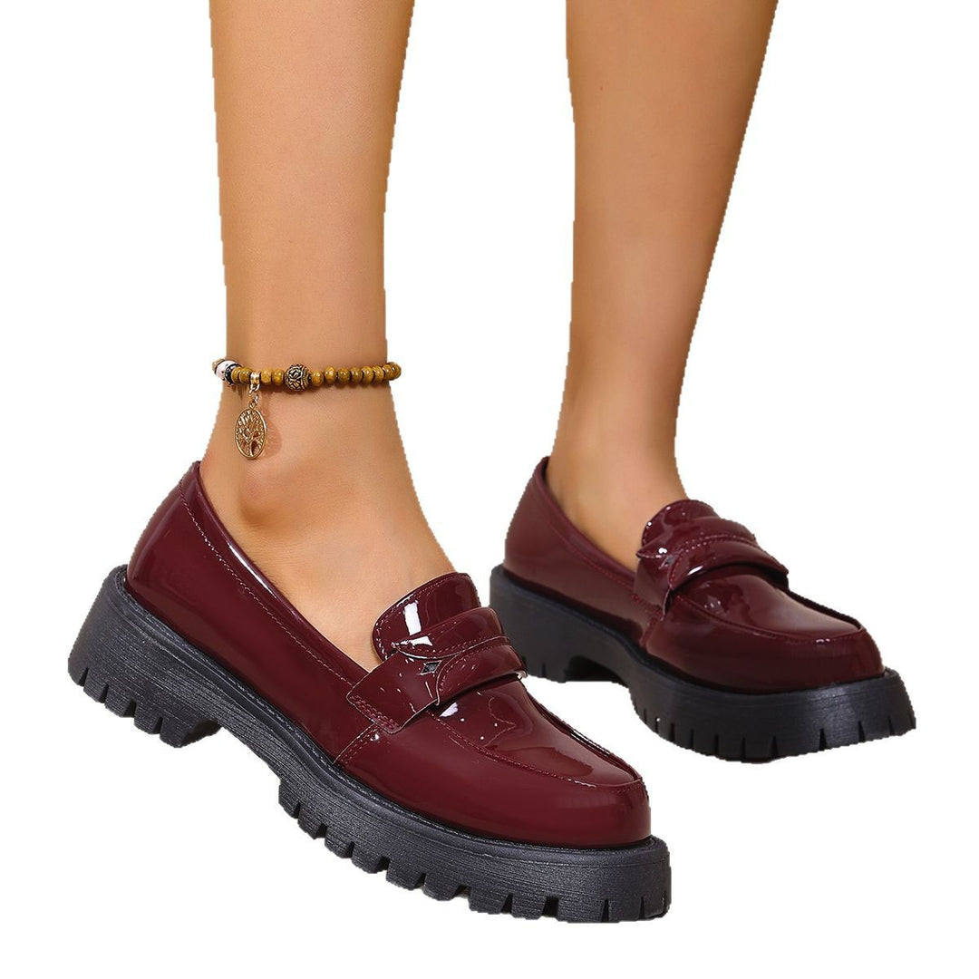 Damen Modische Leder-Mokassins mit rutschfester Profilsohle R&B