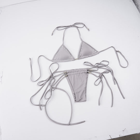 Damen Bikini-Set mit verstellbaren Trägern und eleganten Schmuckdetails R&B