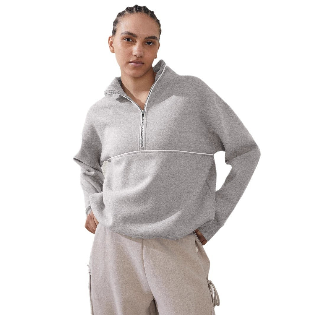 Damen Sportpullover mit hohem Kragen und Reißverschluss R&B