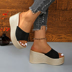 Damen Plateau-Pantoletten mit glitzerndem Riemen R&B