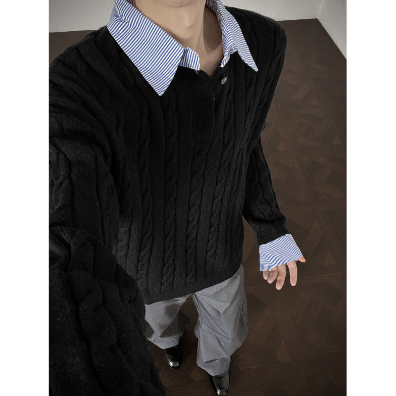Damen Strickpullover mit hochwertigem Kabelmuster und Kragen R&B