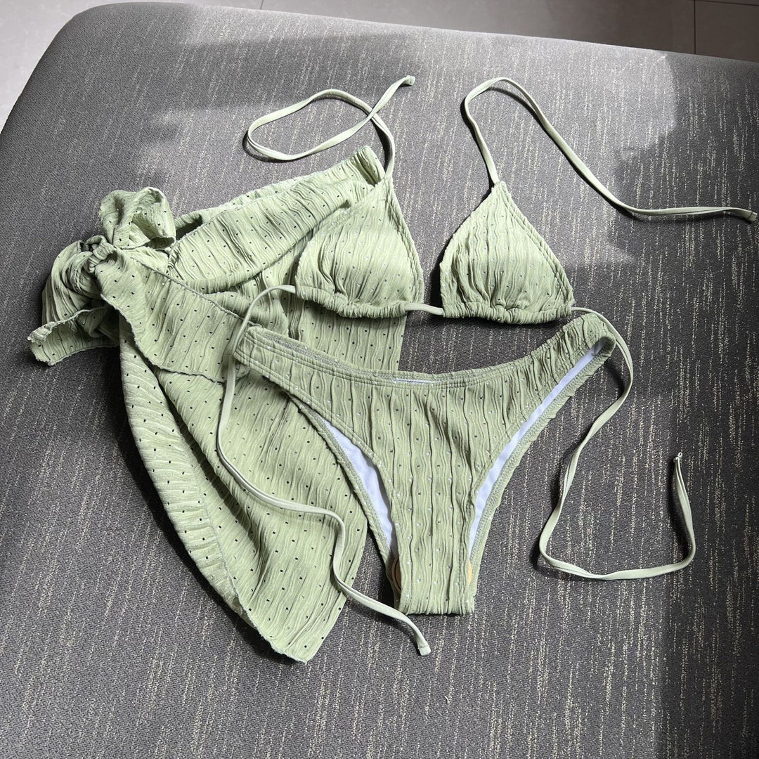 Damen Bikini-Set mit leicht glänzendem Design und verspieltem Wickelrock R&B