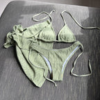 Damen Bikini-Set mit leicht glänzendem Design und verspieltem Wickelrock R&B
