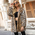 Damen Elegante Kunstfelljacke mit Leopardenmuster R&B