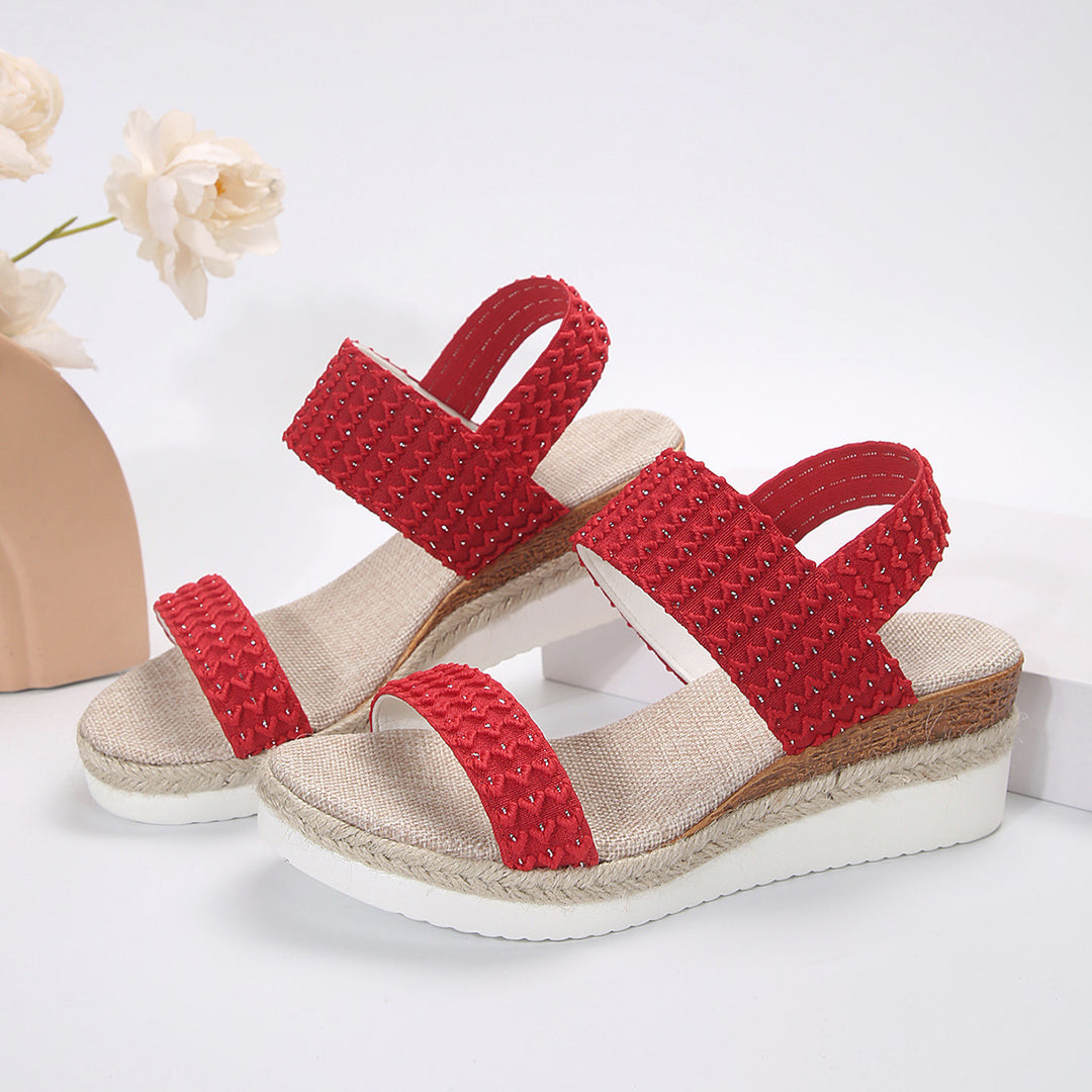 Damen Wedge-Sandalen mit dekorativem Riemendesign und bequemer Sohle R&B