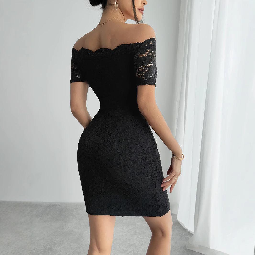 Damen Off-Shoulder Spitzenkleid mit figurbetonter Silhouette R&B