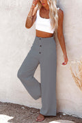 Damen Weite Hochbundhose mit dekorativen Knöpfen R&B