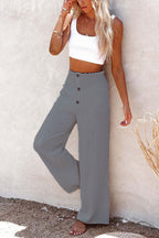 Damen Weite Hochbundhose mit dekorativen Knöpfen R&B
