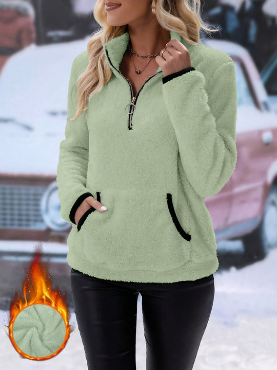 Damen Fleece Pullover mit halbem Reißverschluss R&B