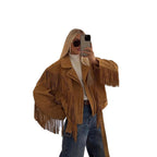 Damen Wildlederjacke mit fransigen Details und taillierbarem Gürtel R&B