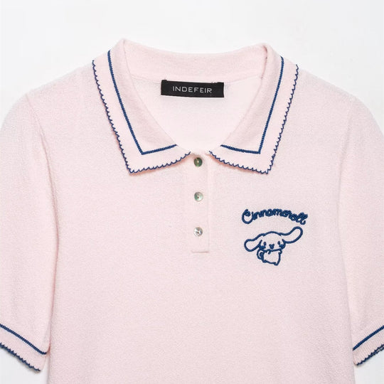 Damen Polo-Shirt mit feiner Struktur und gesticktem Motiv R&B
