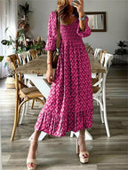 Damen Maxikleid mit detailreicher Raffung und voluminösen Ärmeln R&B