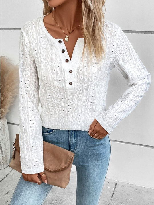 Damen Strukturierter Pullover mit Knopfdetails R&B