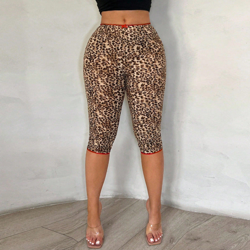 Damen Leggings mit modischem Tierdruck und elastischem Bund R&B