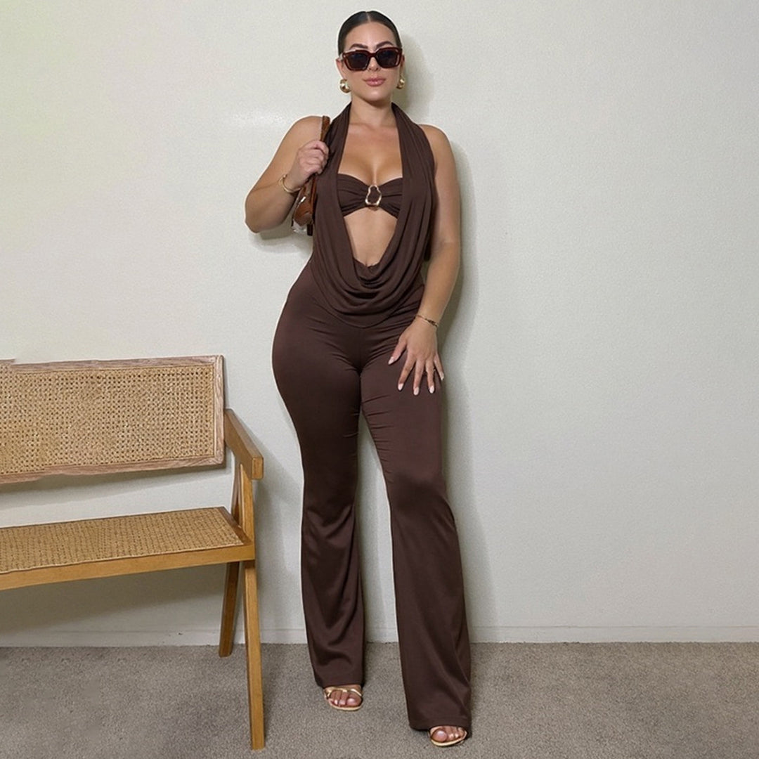 Damen Eleganter und figurbetonter Jumpsuit mit einzigartigem Ausschnitt R&B
