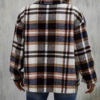 Damen karierte Flanelljacke mit Taschen und geschmackvoller Knopfleiste R&B