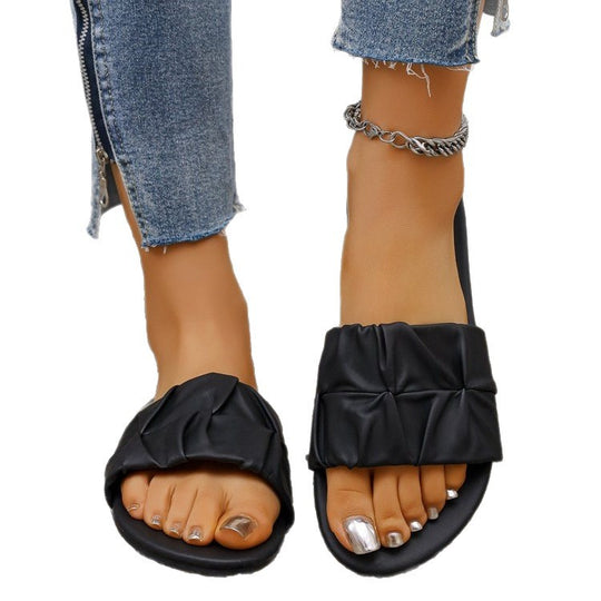 Damen Komfortable Riemchen-Sandalen mit modischem Falten-Design R&B