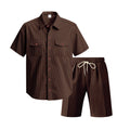 Herren Kurzarm-Hemd und Shorts Set mit praktischen Taschen und bequemer Passform R&B