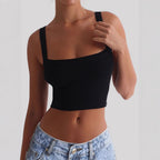 Damen Crop-Top mit quadratischem Ausschnitt und elastischem Material R&B