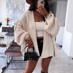 Damen lässiger Strickcardigan mit voluminösen Ärmeln und weichem Material R&B