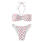 Damen Bandeau-Bikini-Set mit verspieltem Kirschmuster R&B