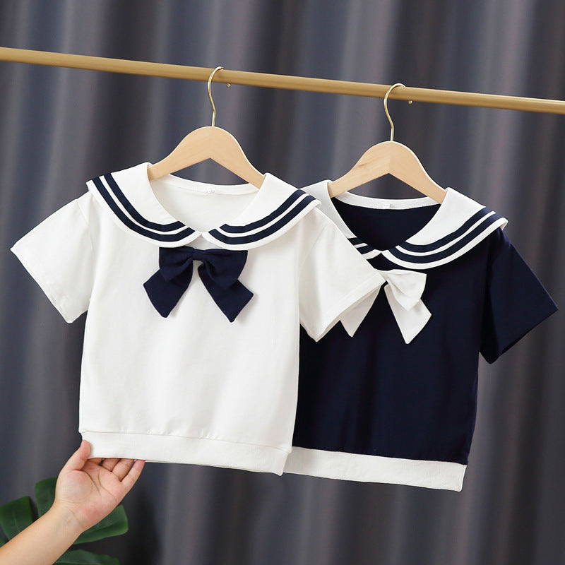 Mädchen Matrosen-T-Shirt mit Schleifendetail R&B